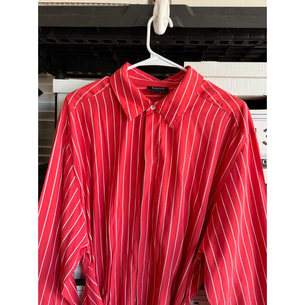 Bardot Red White Striped Front Tie Mini Shirt Dress Urban Outfitters Small - Picture 4 of 5